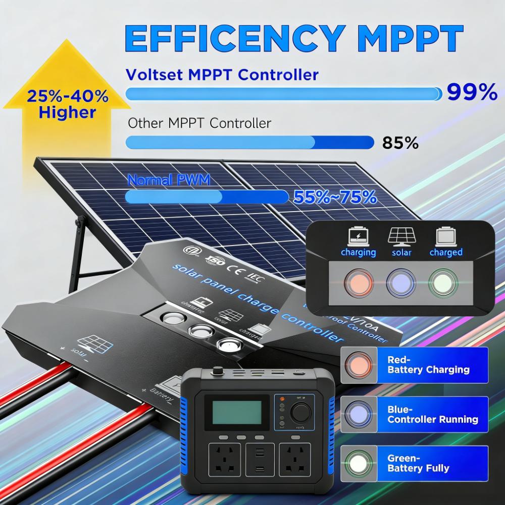12V Solar Battery Charger, 20W Waterproof with MPPT Controller for Multiple Vehicles