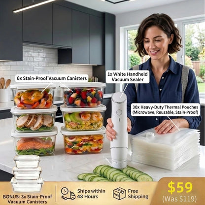 Goldenloaf™ PortableVacuum Food SealerBundle - Keep Food Fresh5xLonger