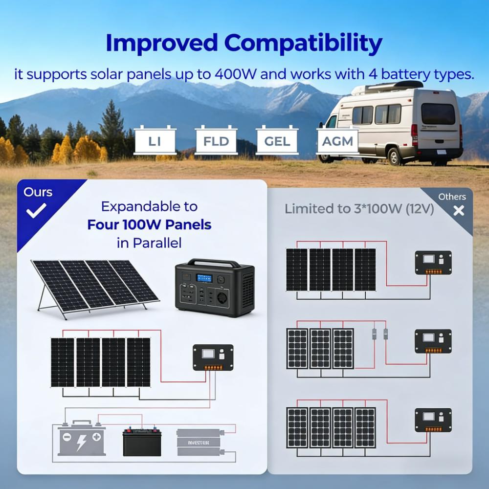100W Solar Starter Kit, Includes Charge Controller & Mounting Hardware