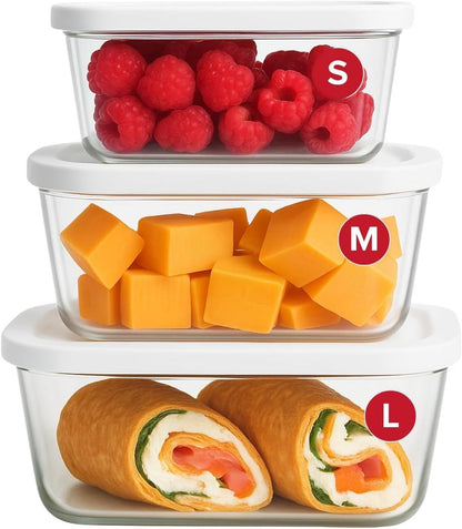3-Pack Vacuum Seal Glass Food Storage Containers