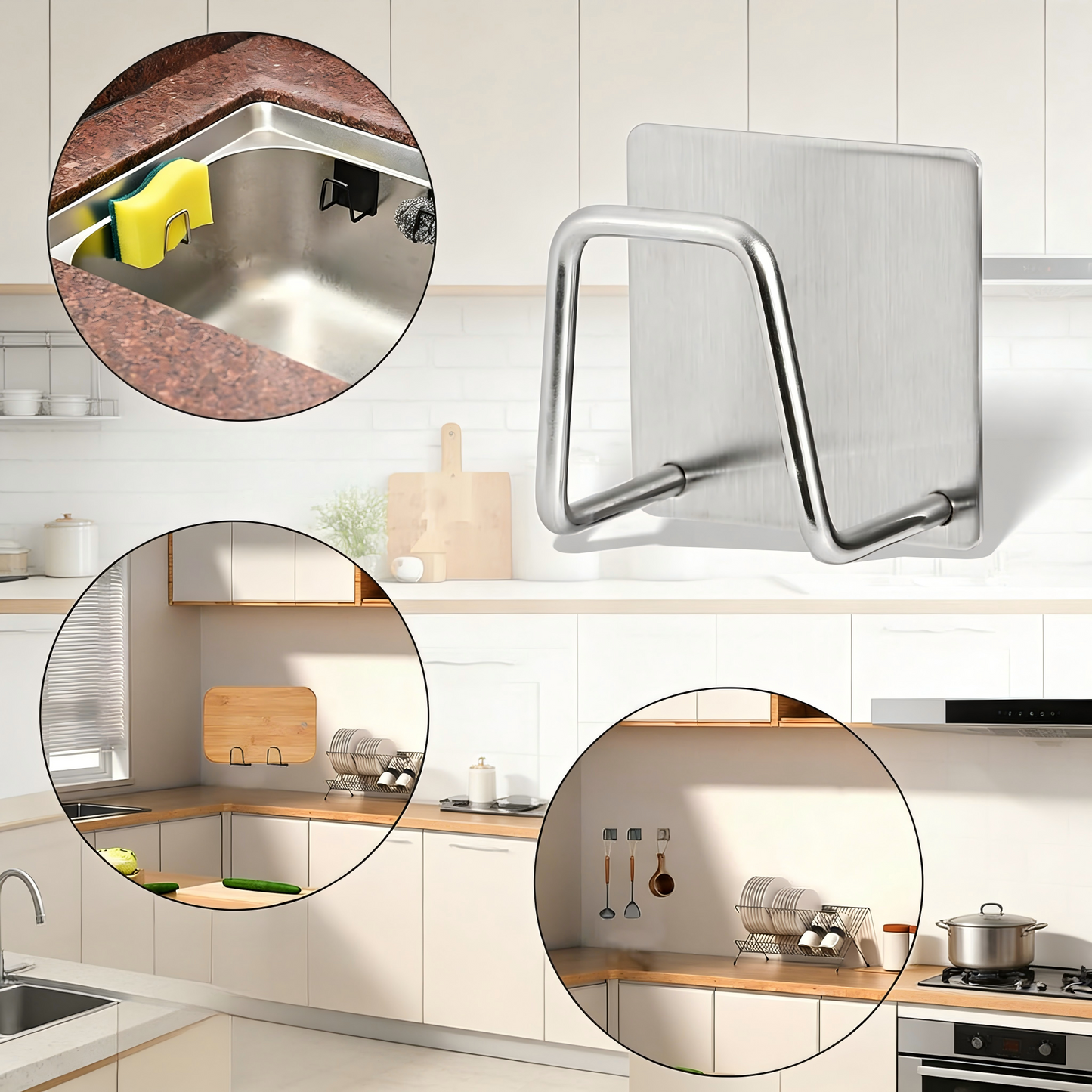 Adhesive Sponge & Cloth Holder - No-Drill Kitchen & Bathroom Organizer