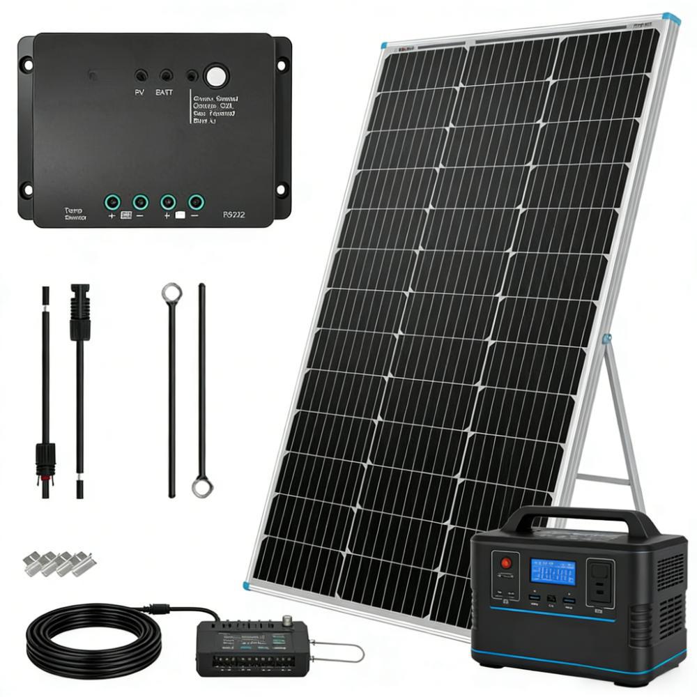 100W Solar Starter Kit, Includes Charge Controller & Mounting Hardware