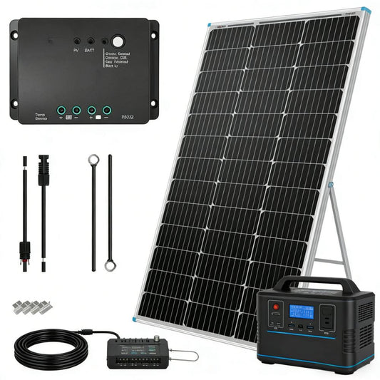 100W Solar Starter Kit, Includes Charge Controller & Mounting Hardware