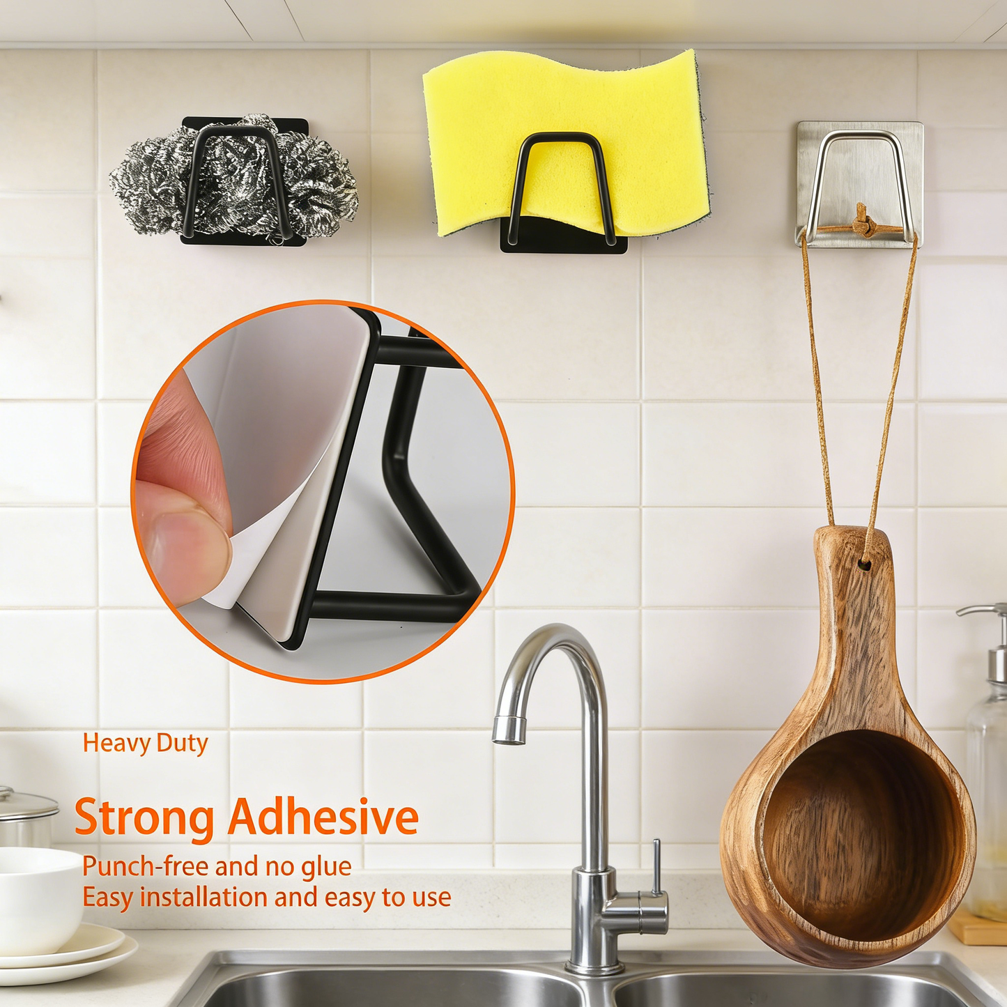 Adhesive Sponge & Cloth Holder - No-Drill Kitchen & Bathroom Organizer