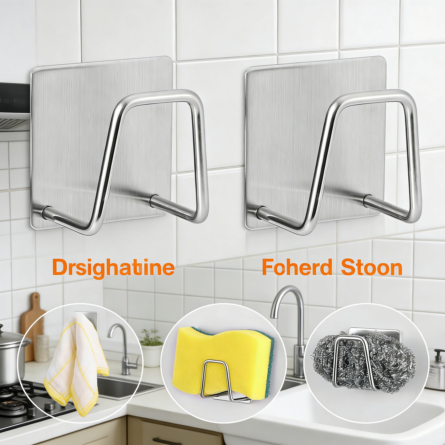 Adhesive Sponge & Cloth Holder - No-Drill Kitchen & Bathroom Organizer