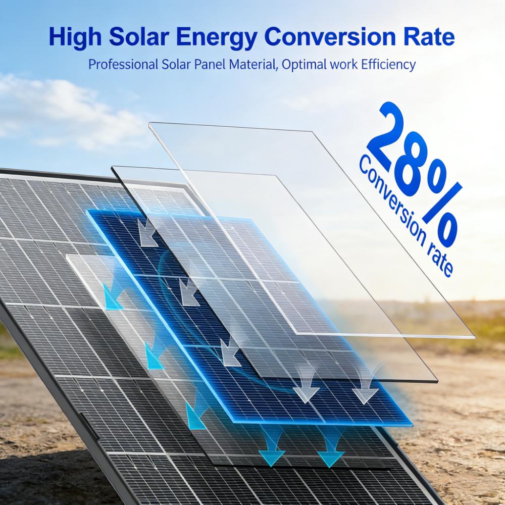 8W Solar Panel for Camera, IP65 Waterproof, Dual Ports & 9.8ft Cable