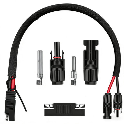 Solar Panel Cable, 2FT 10AWG with SAE Adapters & Polarity Reverser